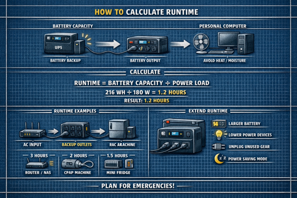 How to Calculate Runtime – Battery, UPS & Solar Load Guide