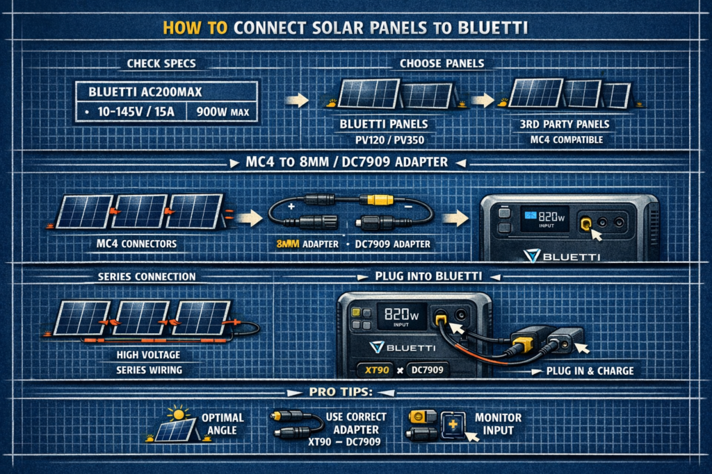 How to Connect Solar Panels to BLUETTI – Series, Parallel & PV Voltage Rules