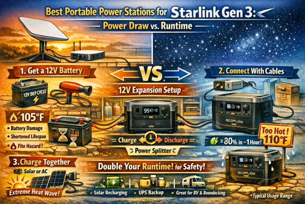 Best Portable Power Stations for Starlink Gen 3 Power Draw vs. Runtime