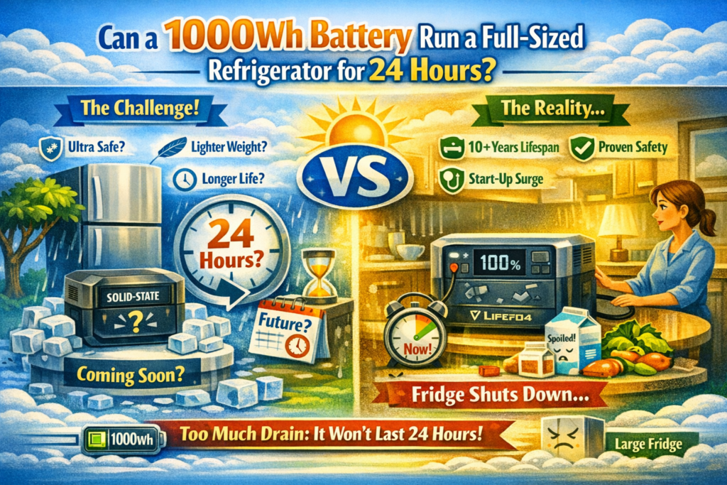 Can a 1000Wh Battery Run a Full-Sized Refrigerator for 24 Hours
