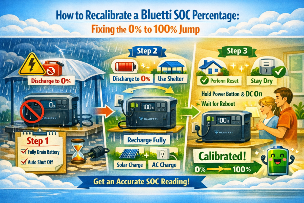 How to Recalibrate a Bluetti SOC Percentage Fixing the 0% to 100% Jump